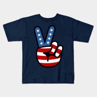 Peace Love Hand USA Flag Solid Kids T-Shirt